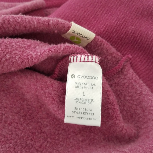 Avocado Cropped Raw Edge Maroon Sweatshirt - Picture 7 of 7